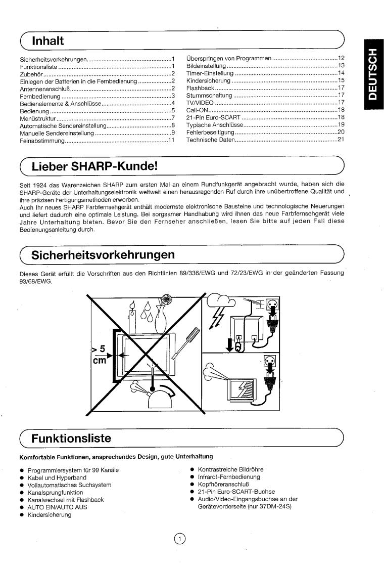 SHARP 37DM-23S/24S User Manual