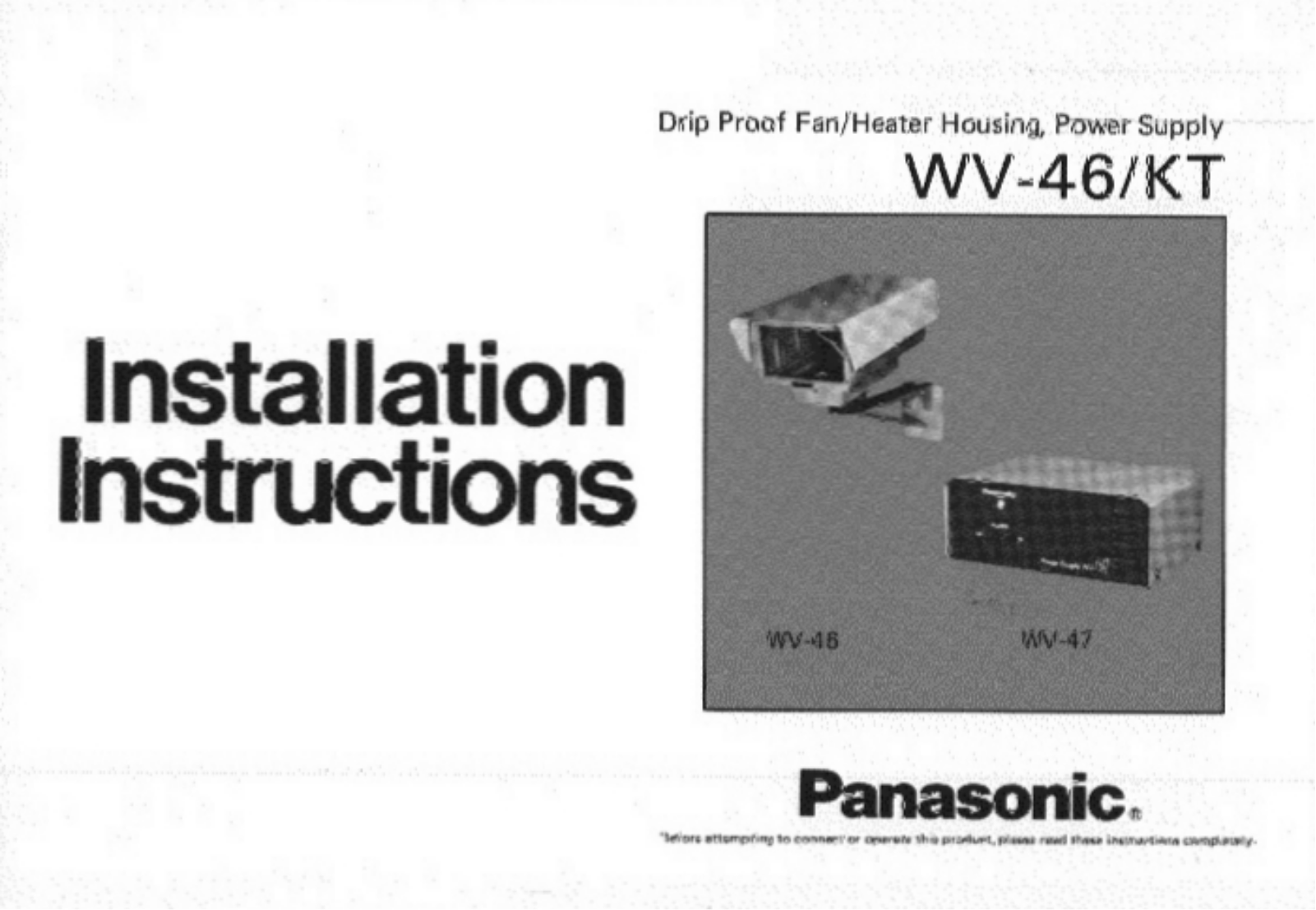 Panasonic WV-46KT, WV-47KT User Manual