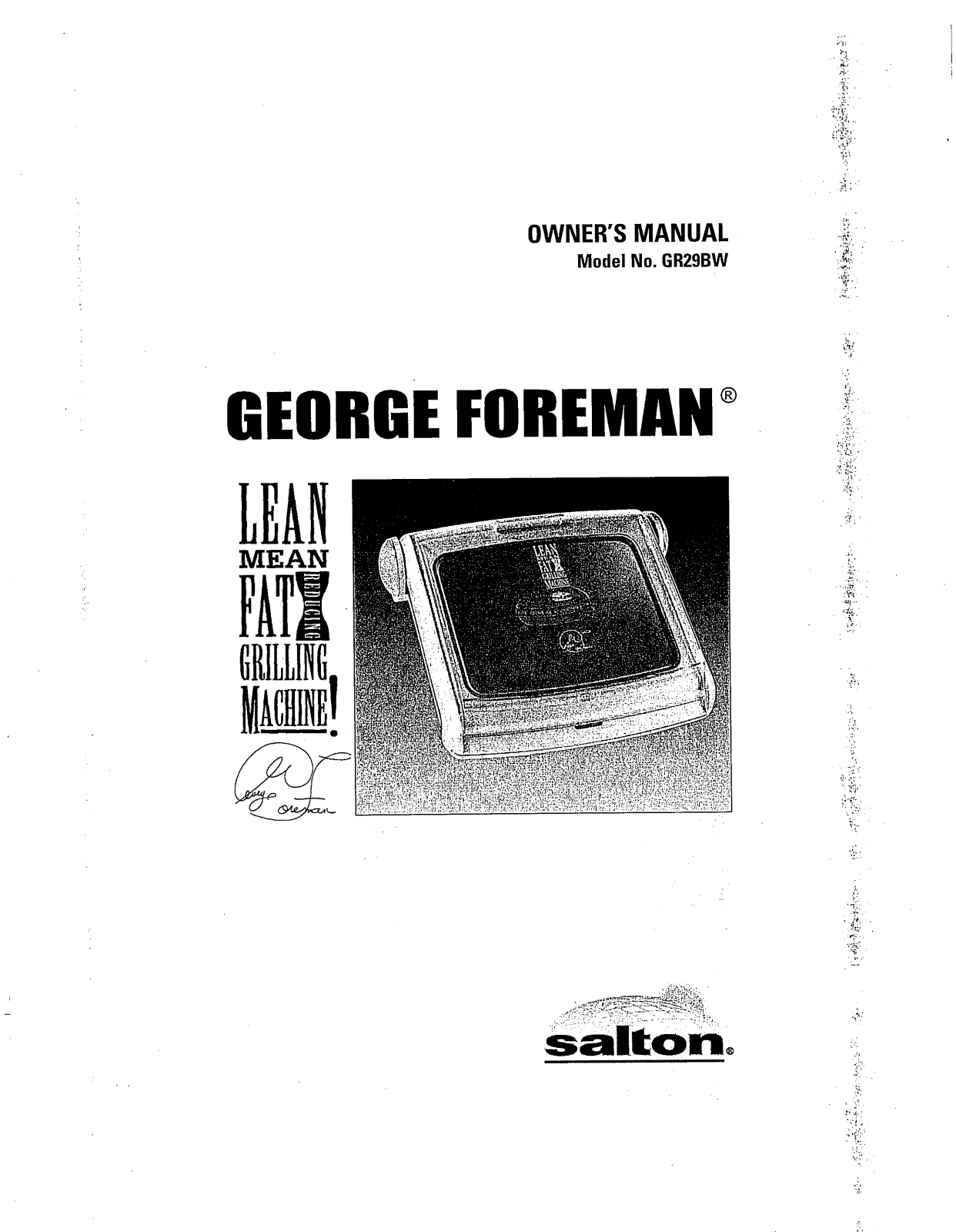 George Foreman GR29BW User Manual