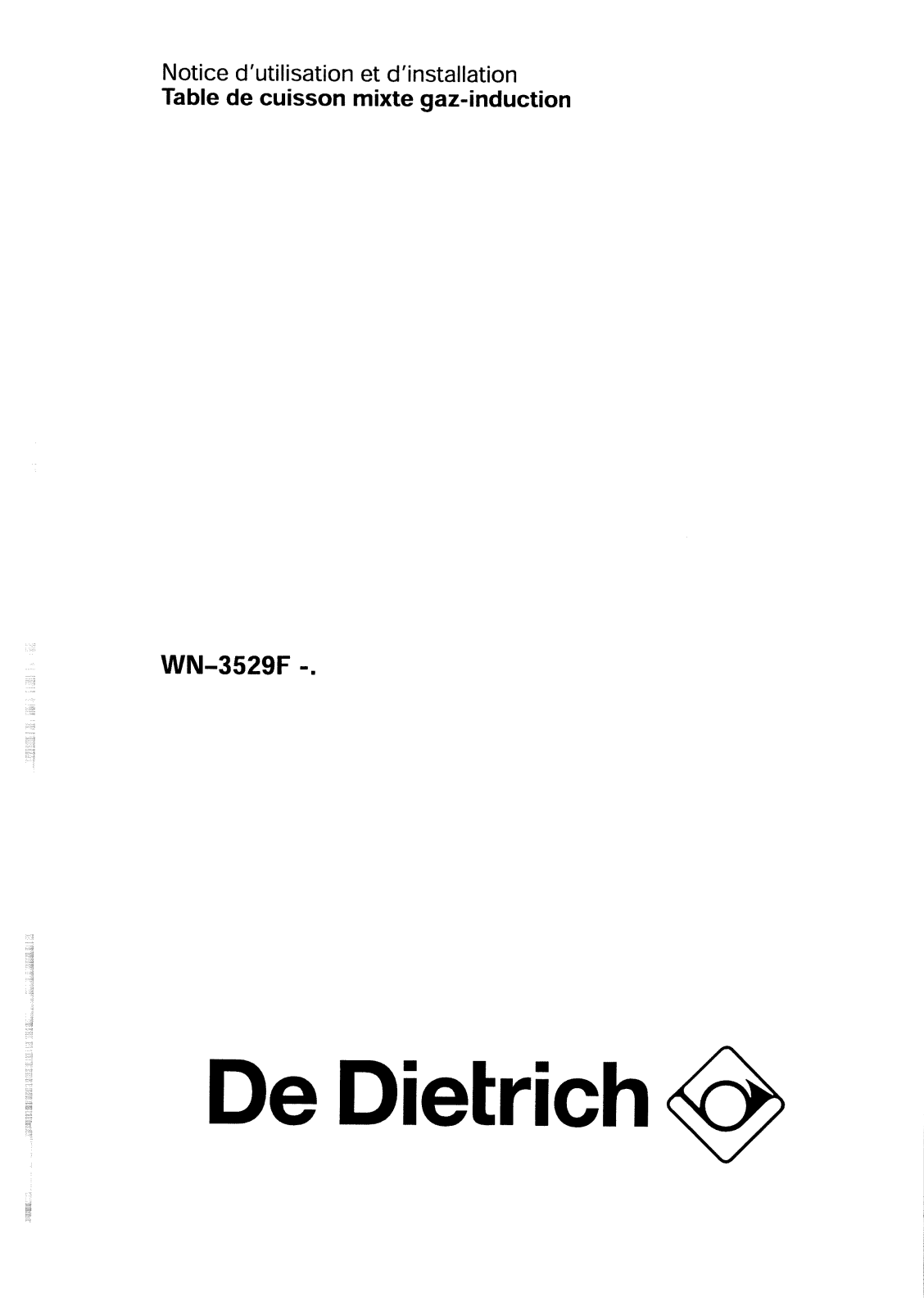 De dietrich WN3529F1 User Manual