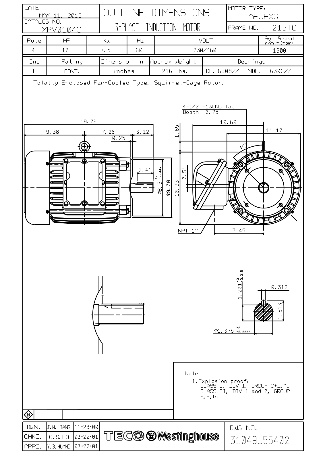 Teco XPV0104C Reference Drawing