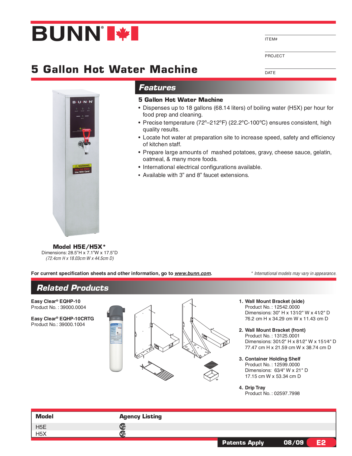 Bunn-O-Matic H5E-15-120 General Manual