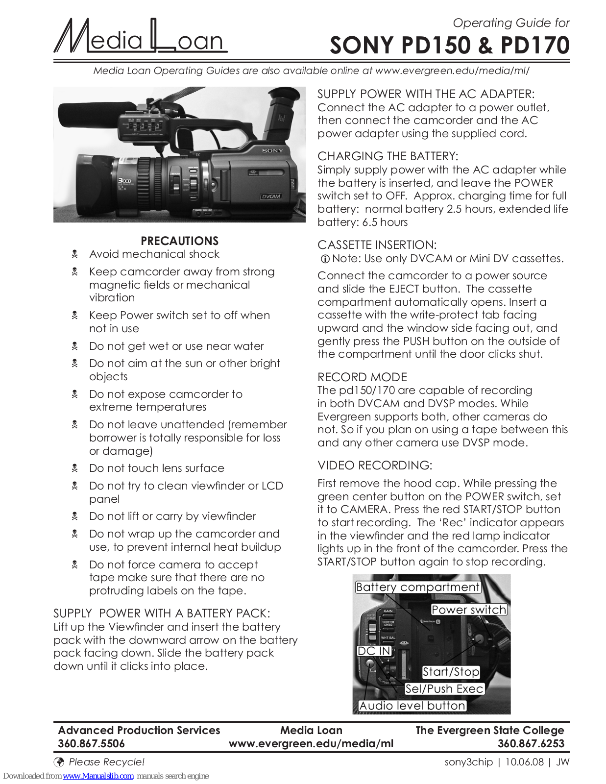 Sony PD150, PD170 Operating Manual - ManualMachine.com