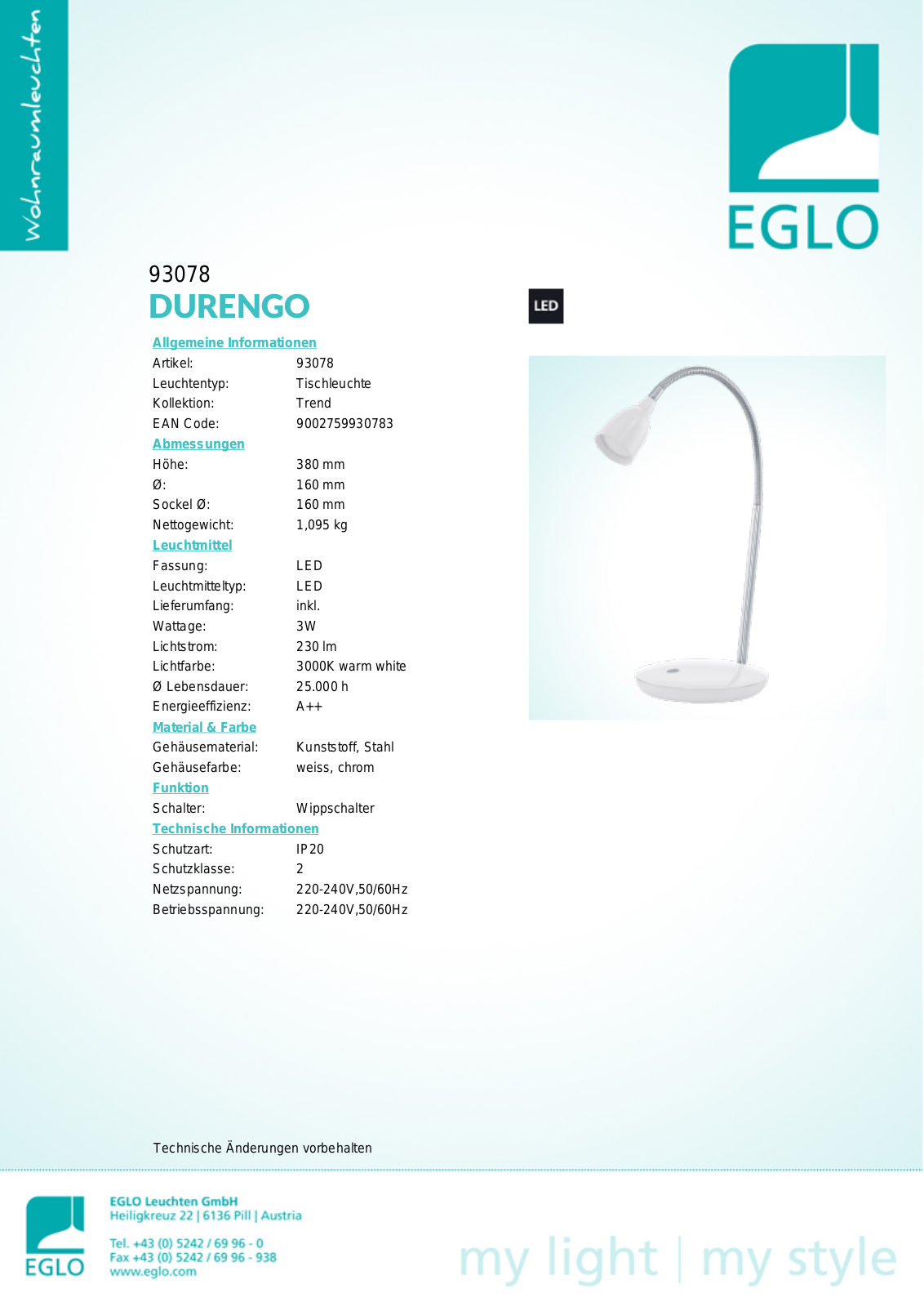 Eglo 93078 Service Manual