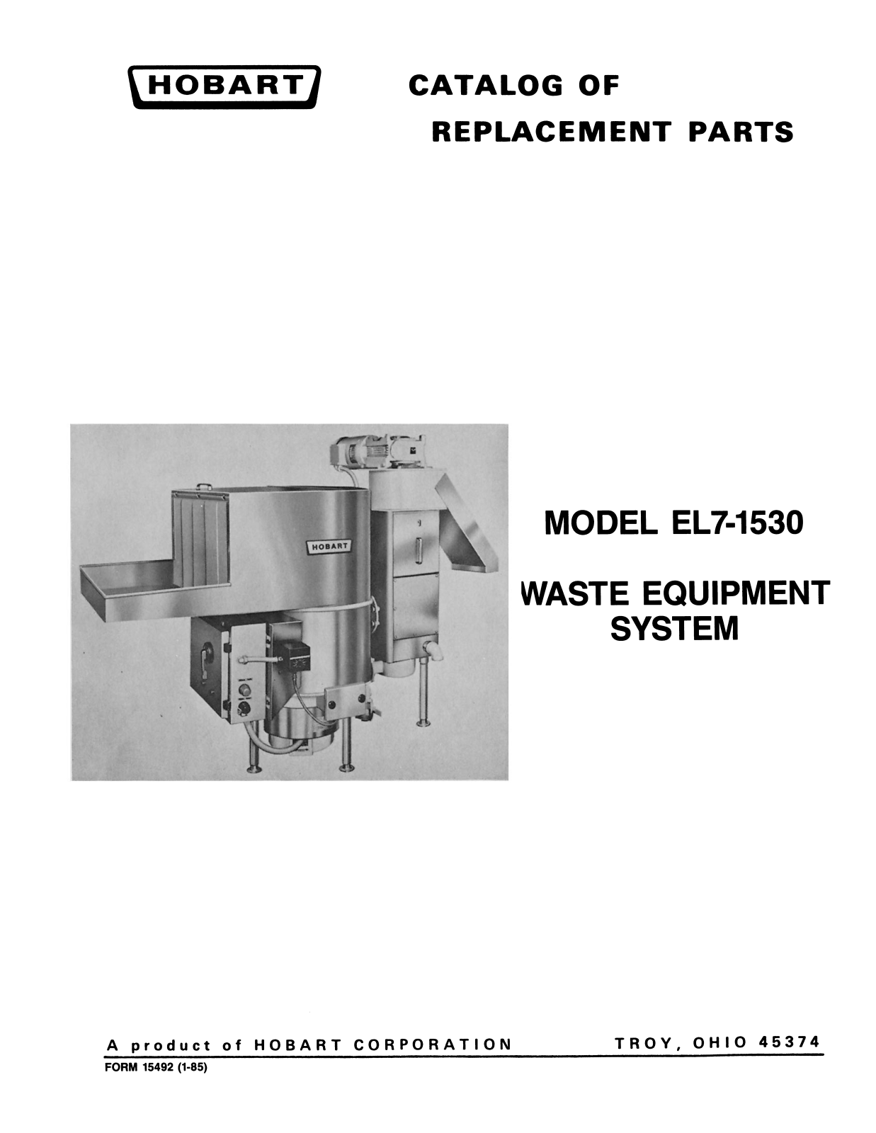 Hobart EL7-1530 Parts List