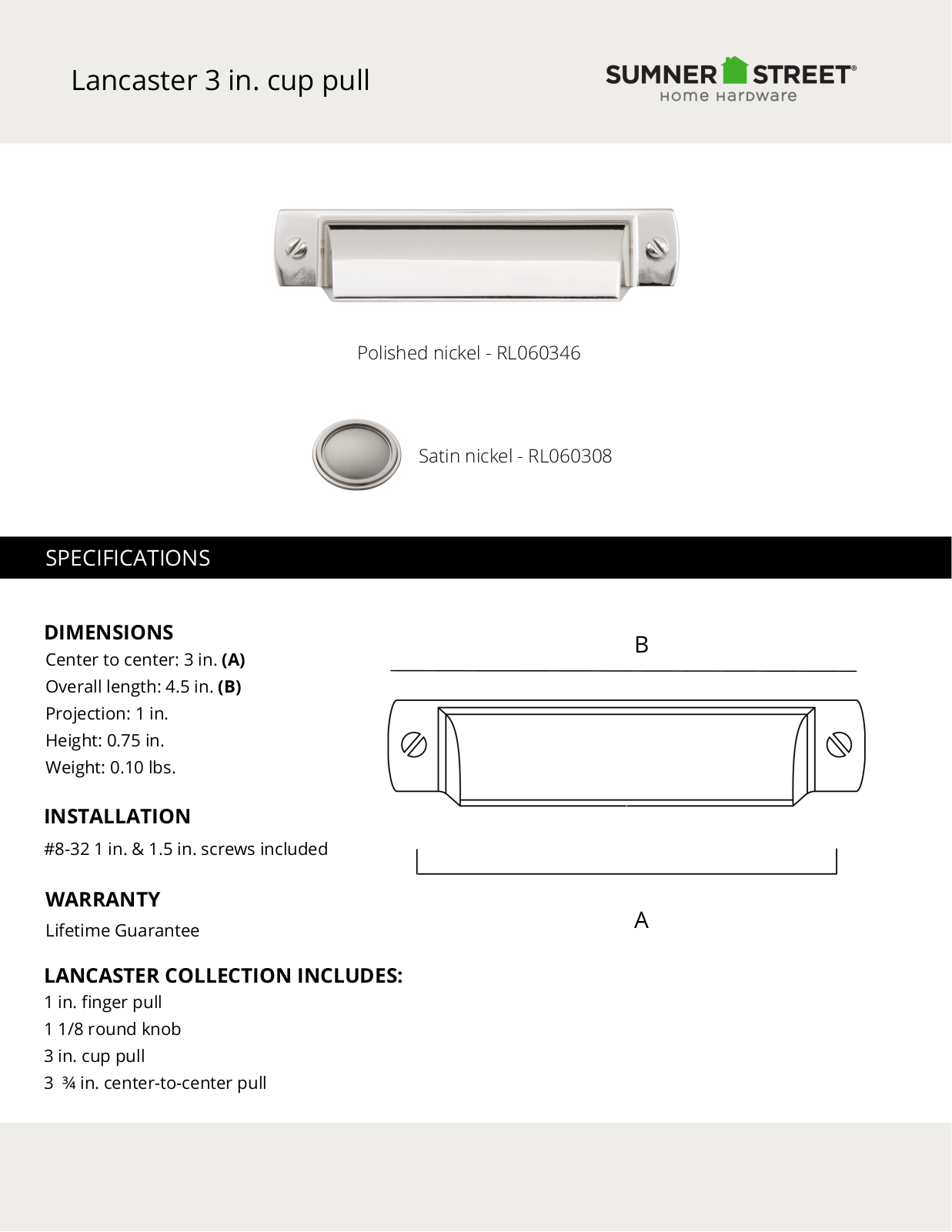 Sumner Street Home Hardware CTHD1075 Specifications - ManualMachine.com