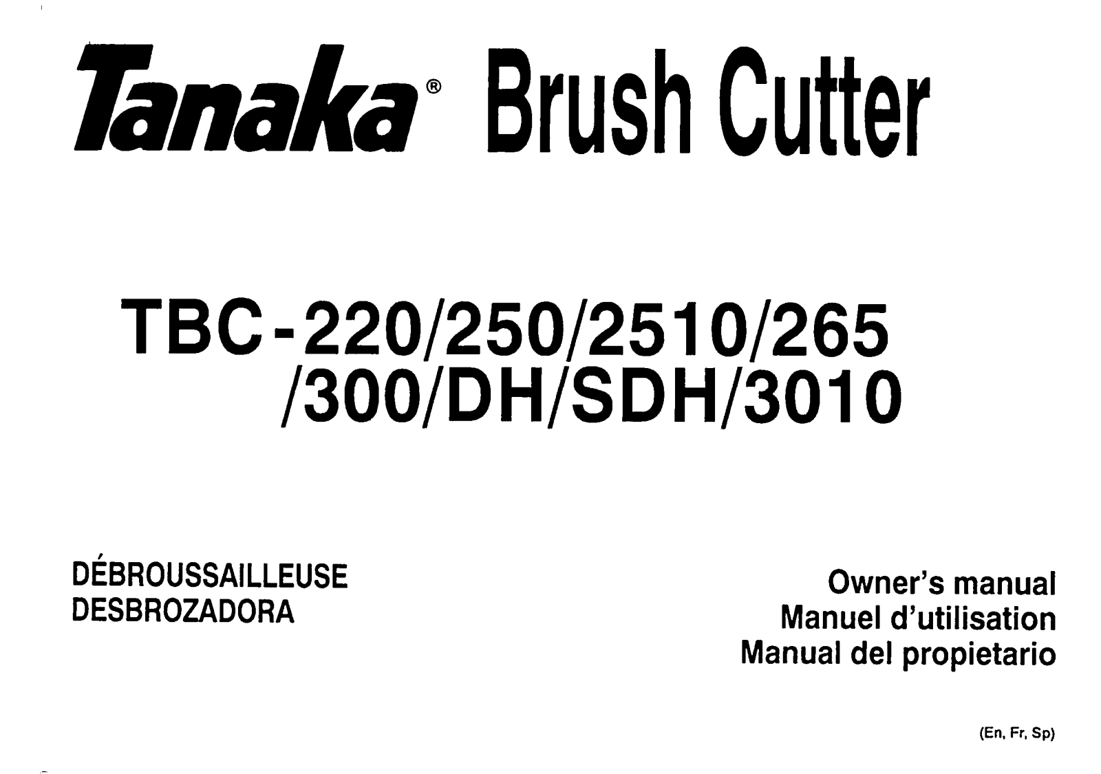 Tanaka TBC-265, TBC-DH, TBC-300, TBC-220, TBC-SDH User Manual