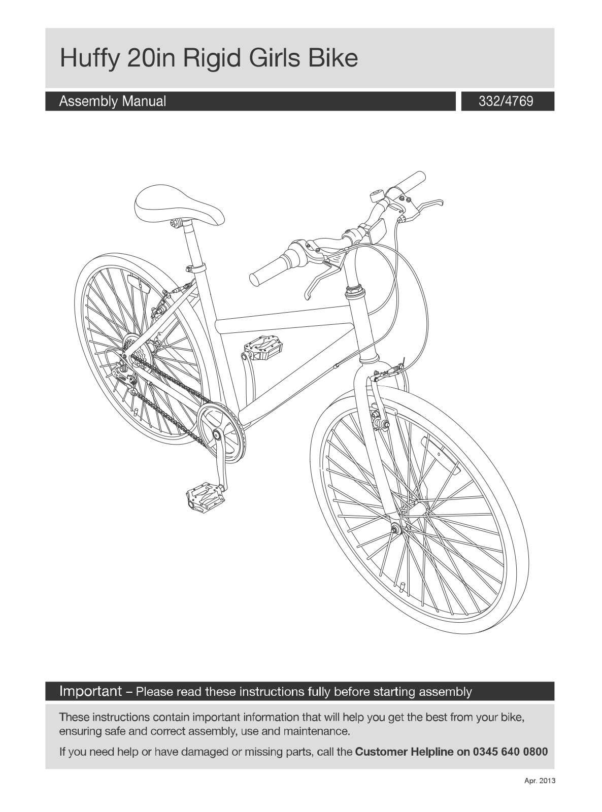 Huffy RG21HUF Instruction manual