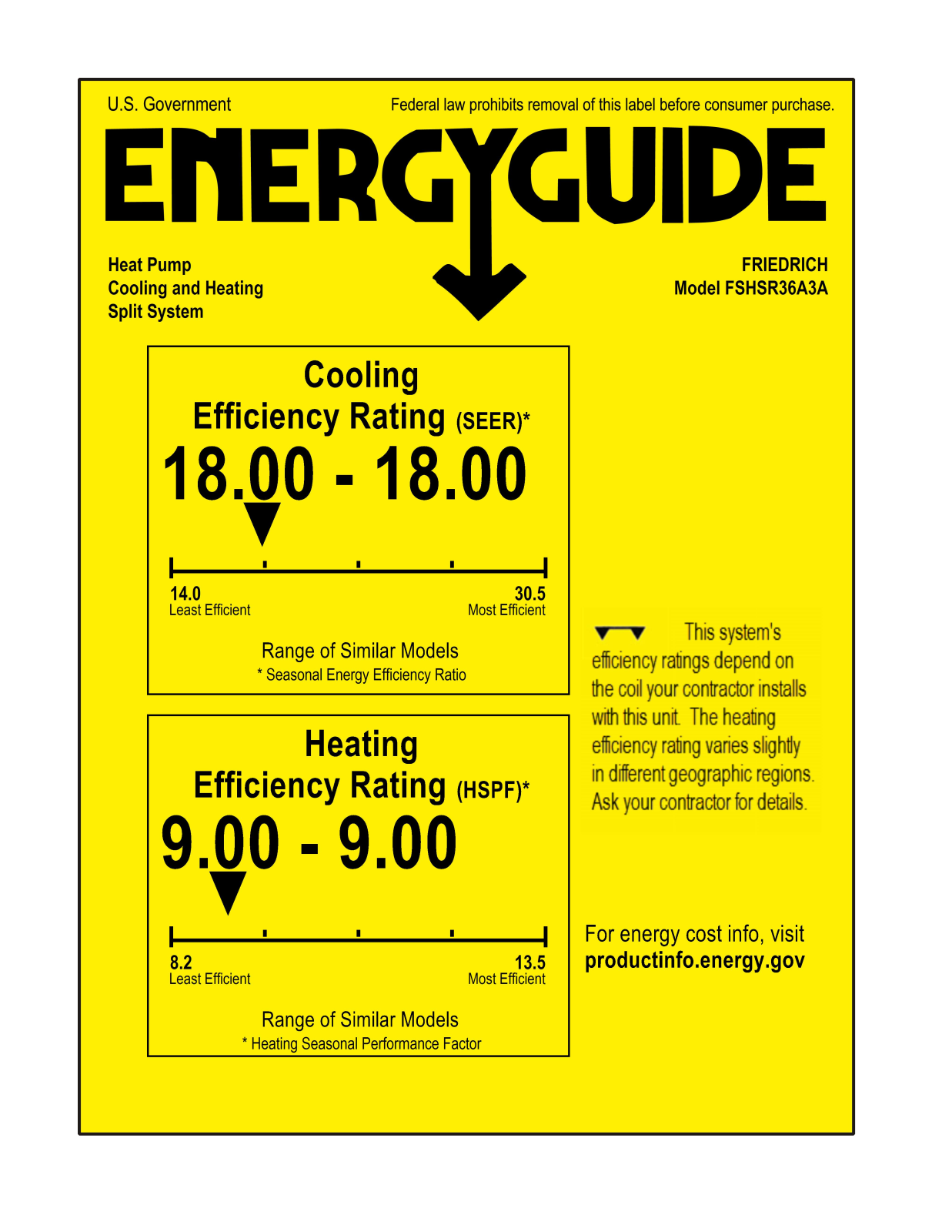 Friedrich FSHW363 Energy manual