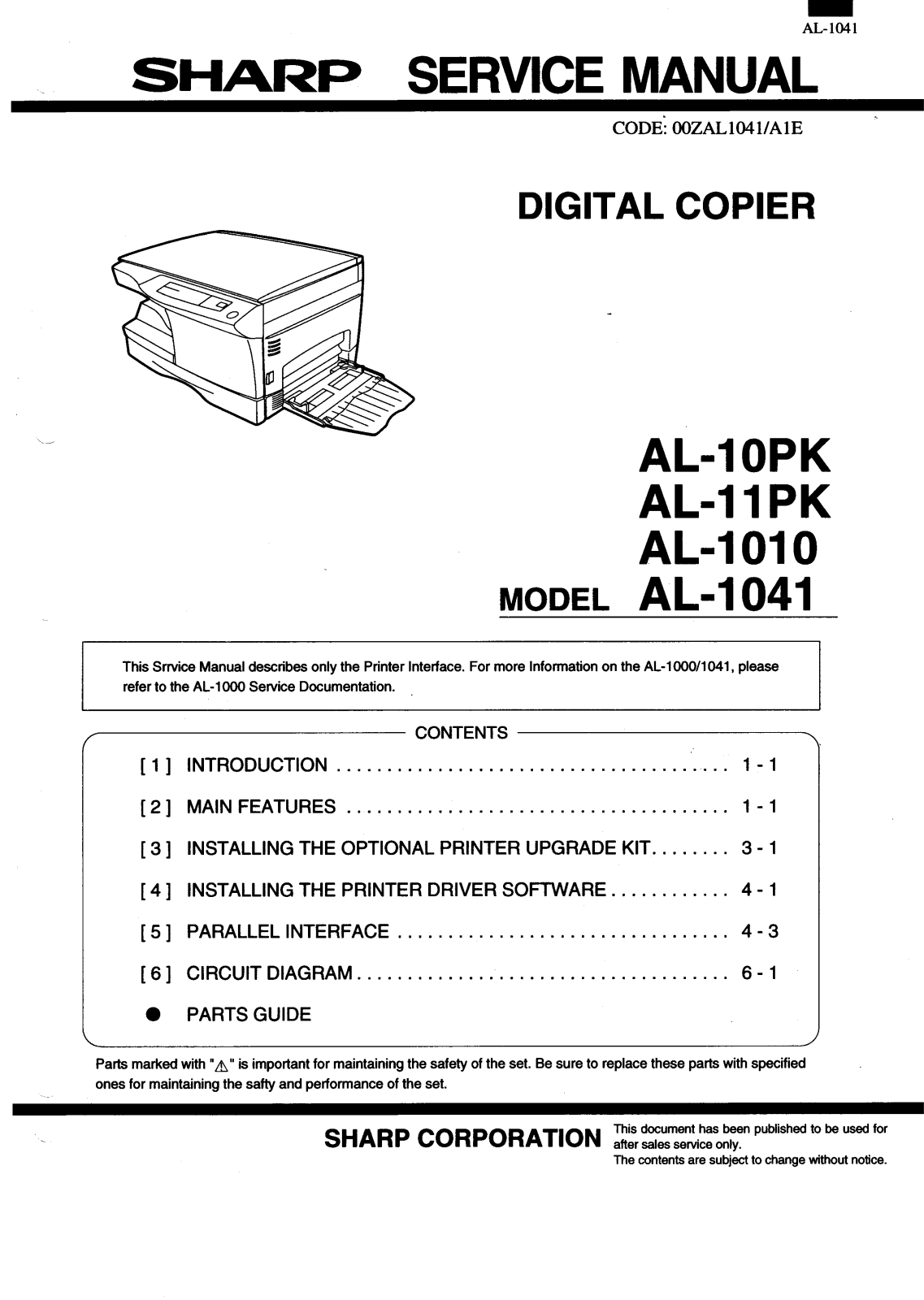 SHARP AL-11PK Technical Report