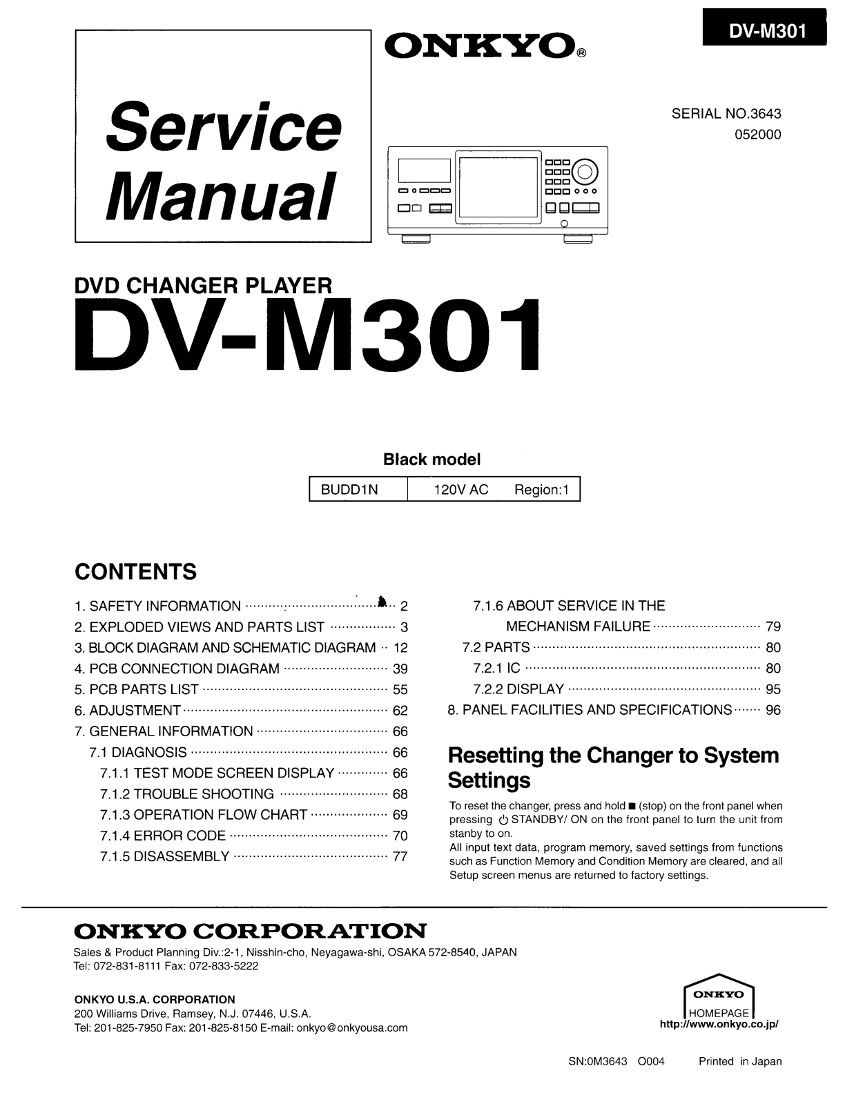 Onkyo DVM-301 Service manual