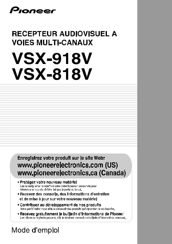 PIONEER VSX-818, VSX-918, VSX-918V-S, VSX-918V-K User Manual