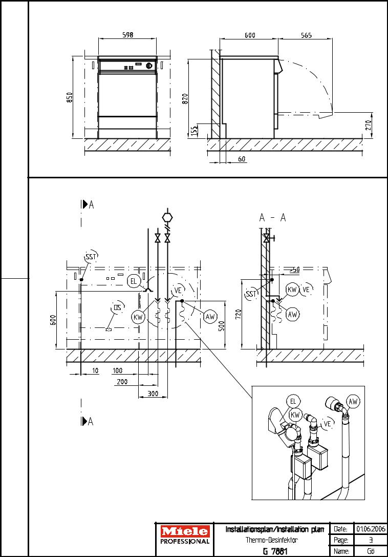 Miele G 7881, G 7881 DER Installation diagram