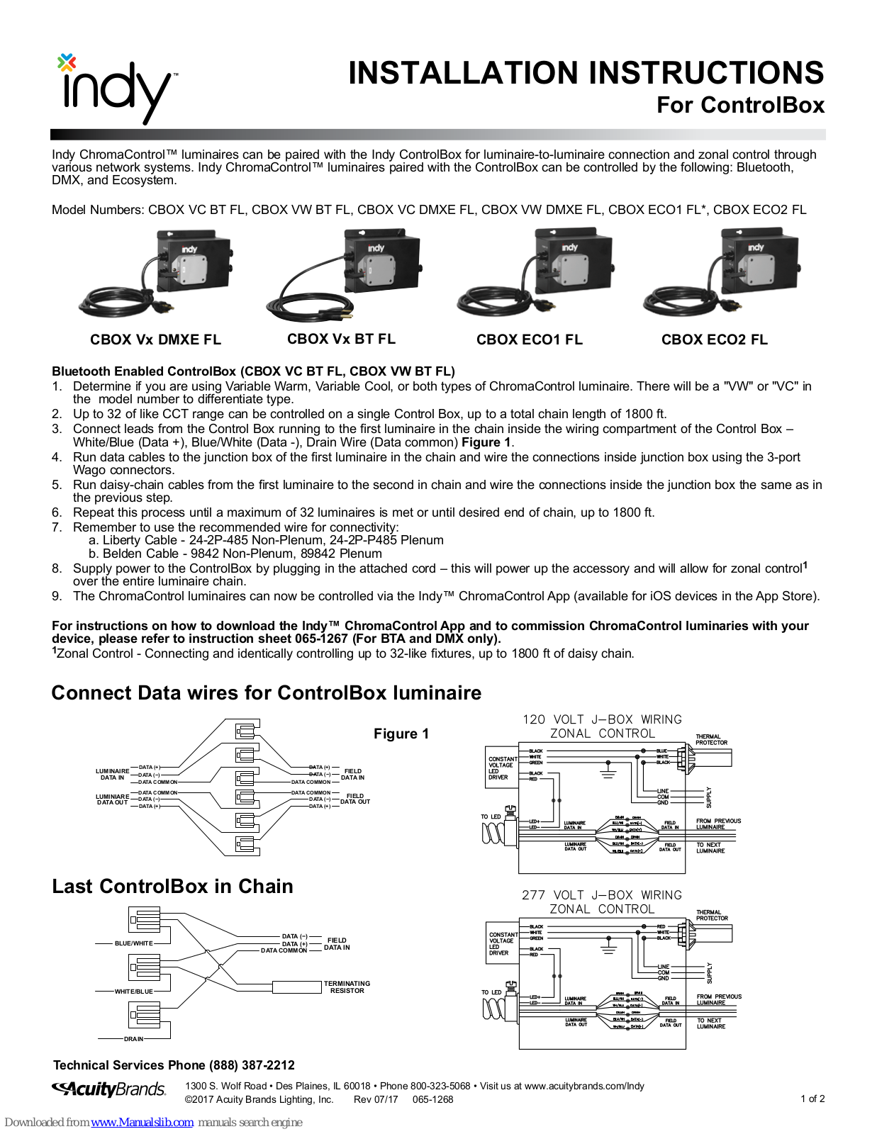 Indy CBOX VC BT FL, CBOX VW BT FL, CBOX VW DMXE FL, CBOX ECO1 FL series, CBOX ECO2 FL Installation Instructions Manual