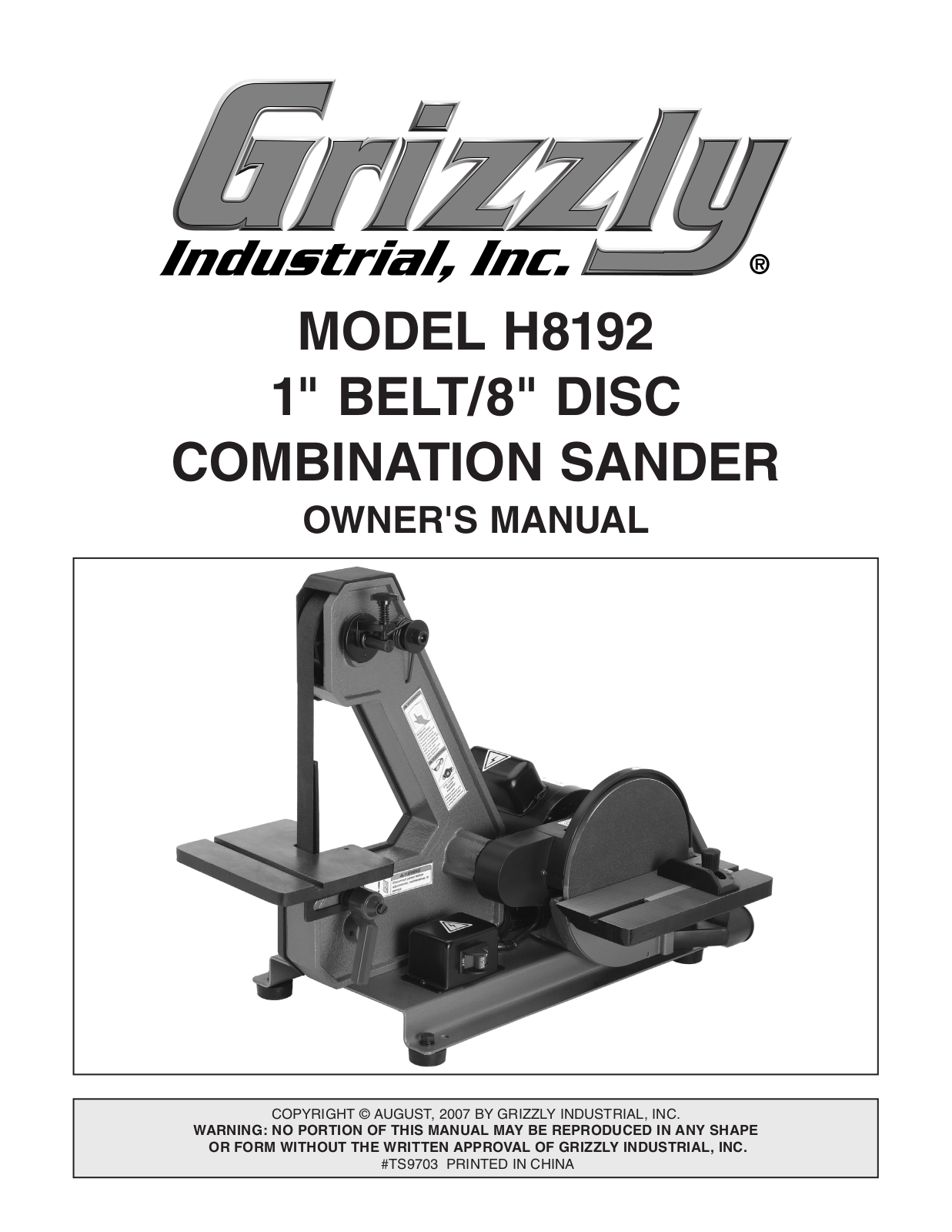 Grizzly H8192 User Manual