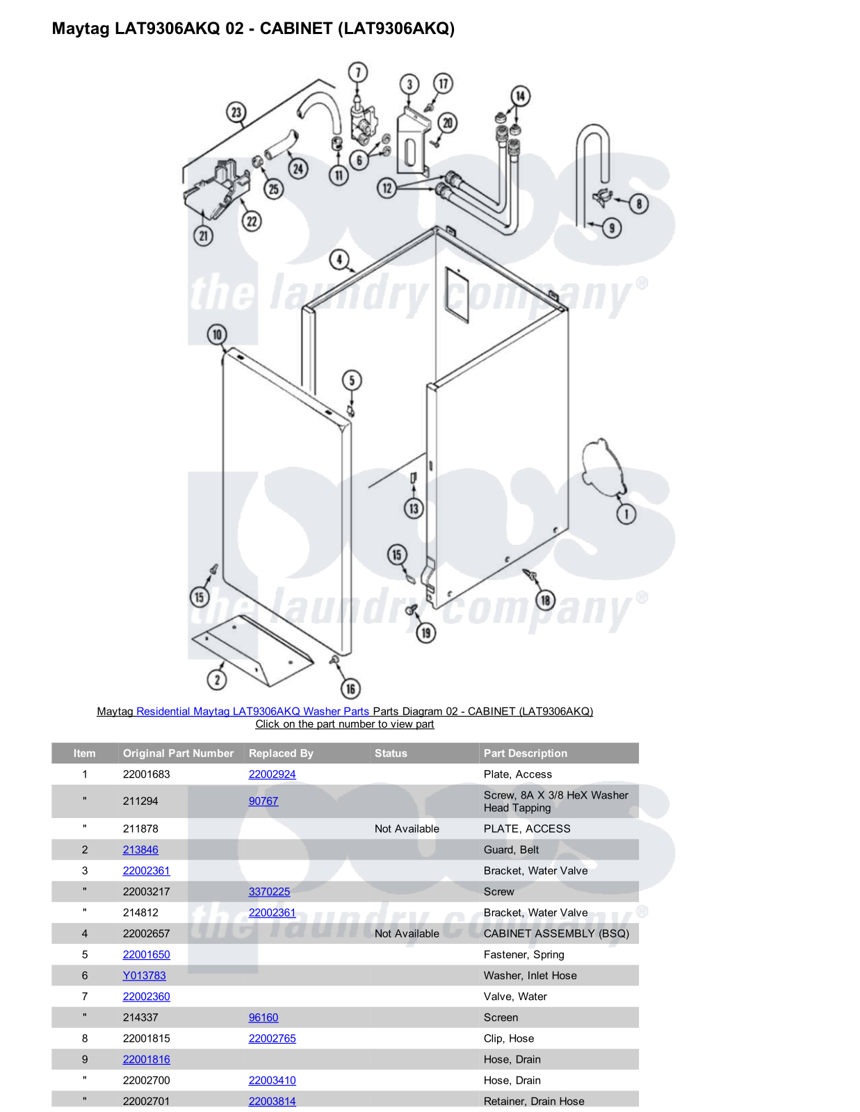 Maytag LAT9306AKQ Parts Diagram