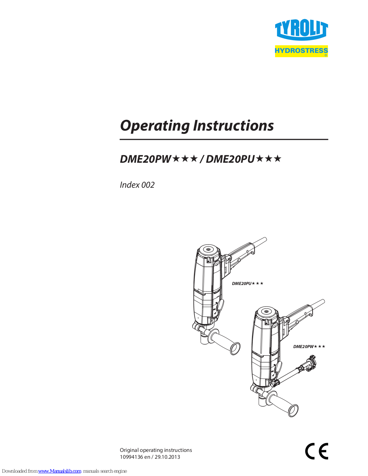 TYROLIT Hydrostress DME20PW Series, DME20PU Series Operating Instructions Manual