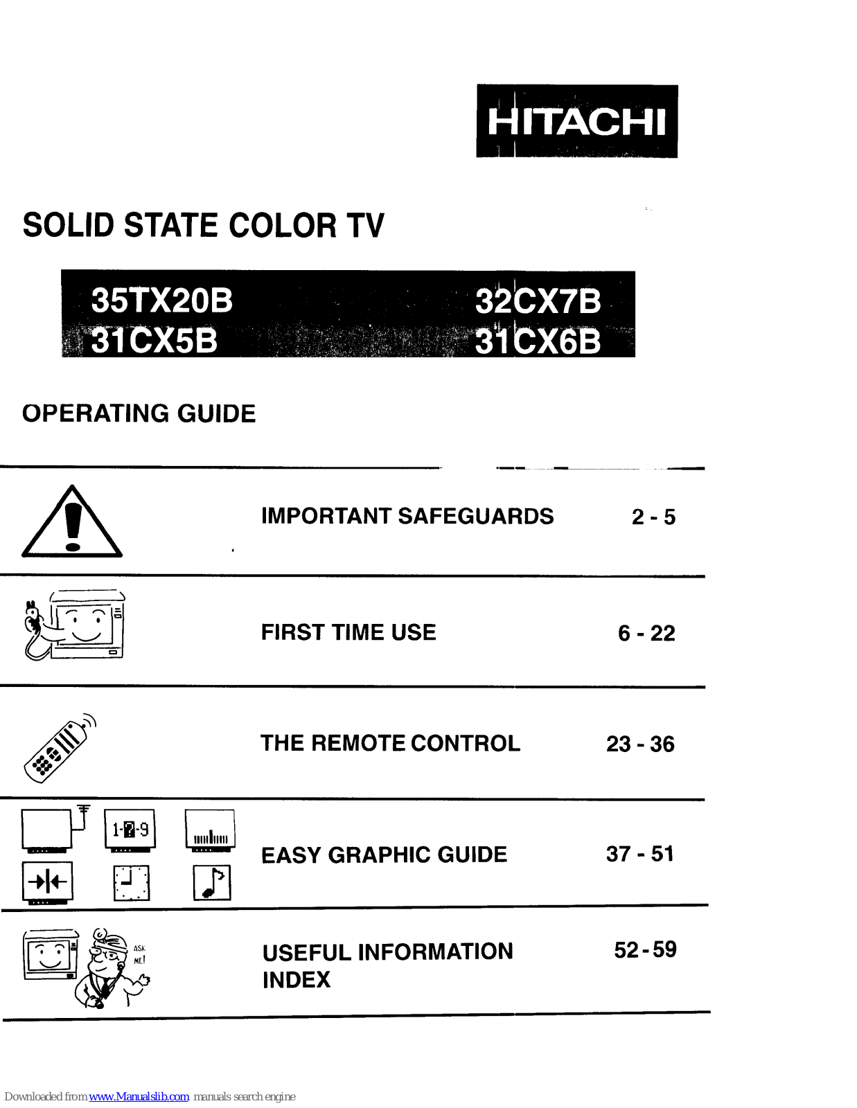 Hitachi 31CX5B, 31CX6B, 35TX20B, 32CX7B Operating Manual - ManualMachine.com