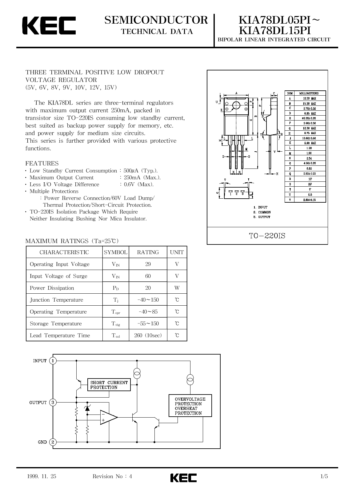 KEC KIA78DL15PI, KIA78DL12PI, KIA78DL10PI, KIA78DL08PI, KIA78DL09PI Datasheet