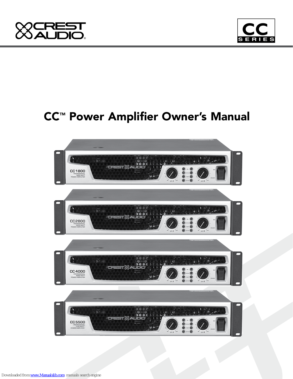 Crest Audio CC Series, CC1800, CC2800, CC4000, CC5500 Owner's Manual