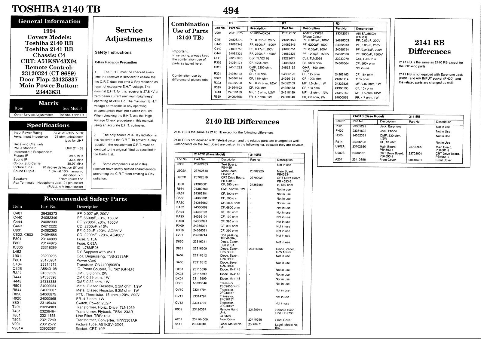 Toshiba 2140TB, 2141 Schematic