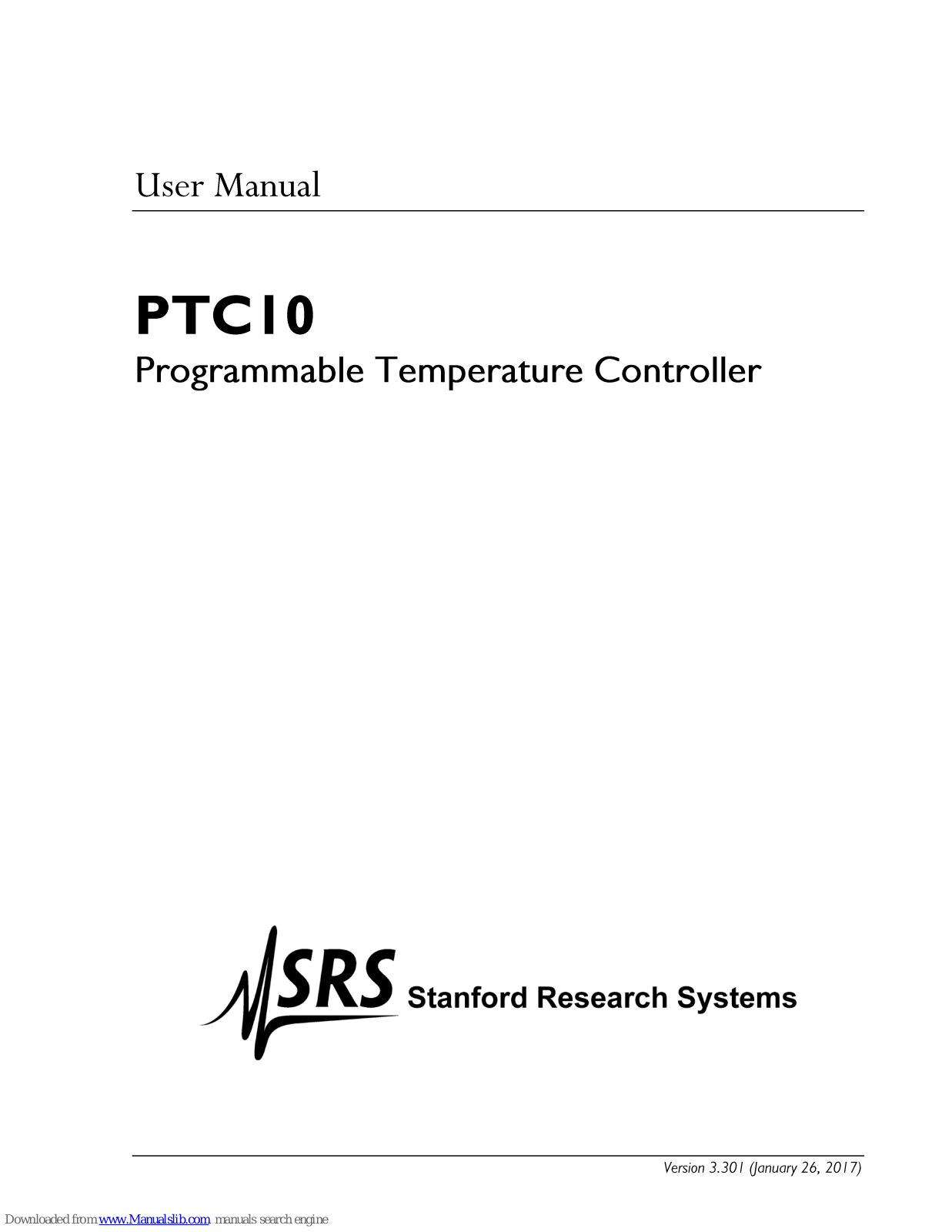 Stanford Research Systems PTC10 User Manual