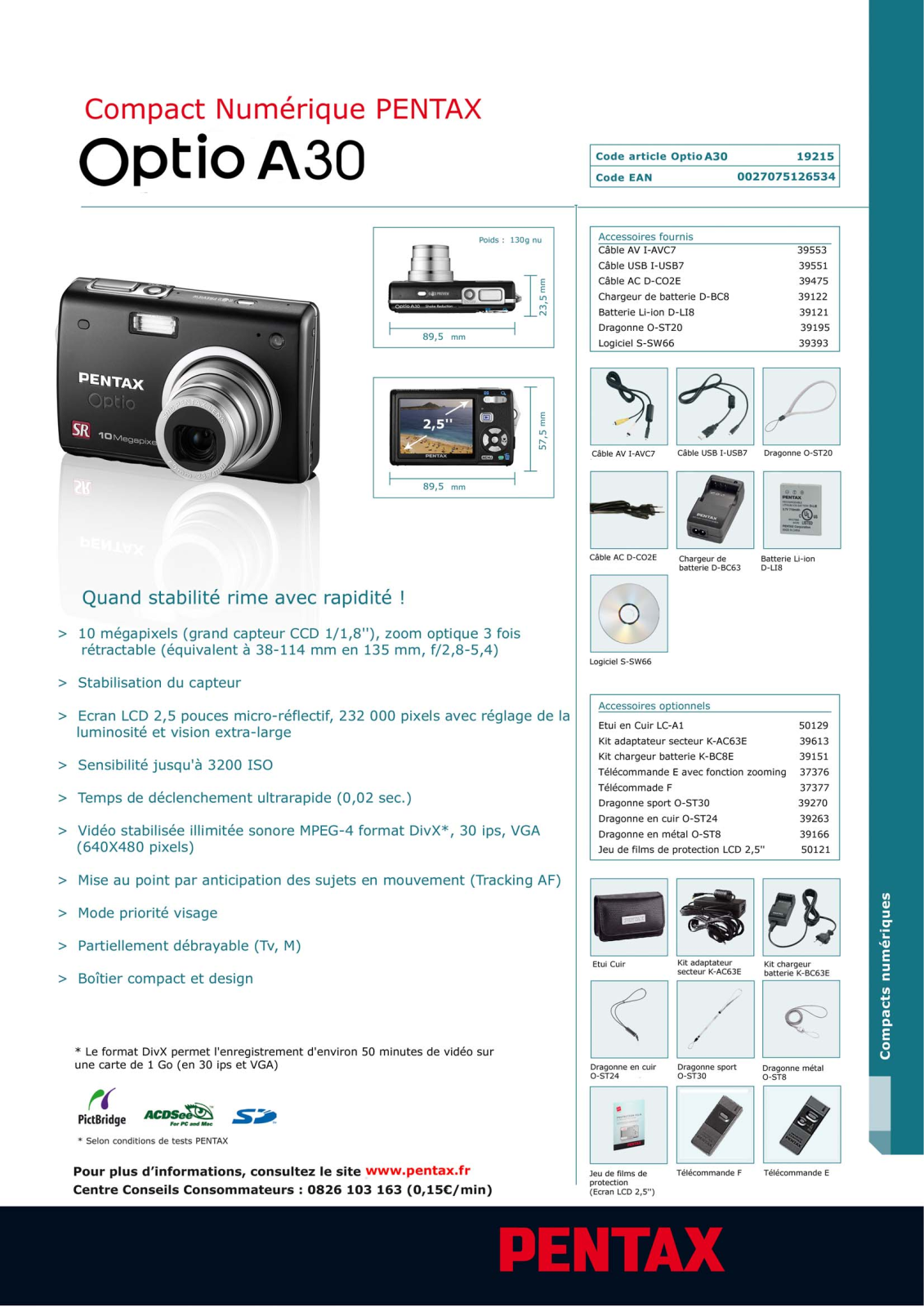 PENTAX A30 User Manual