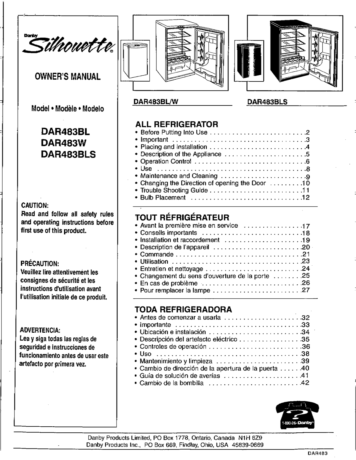 Danby DAR483BL BLS W User Manual