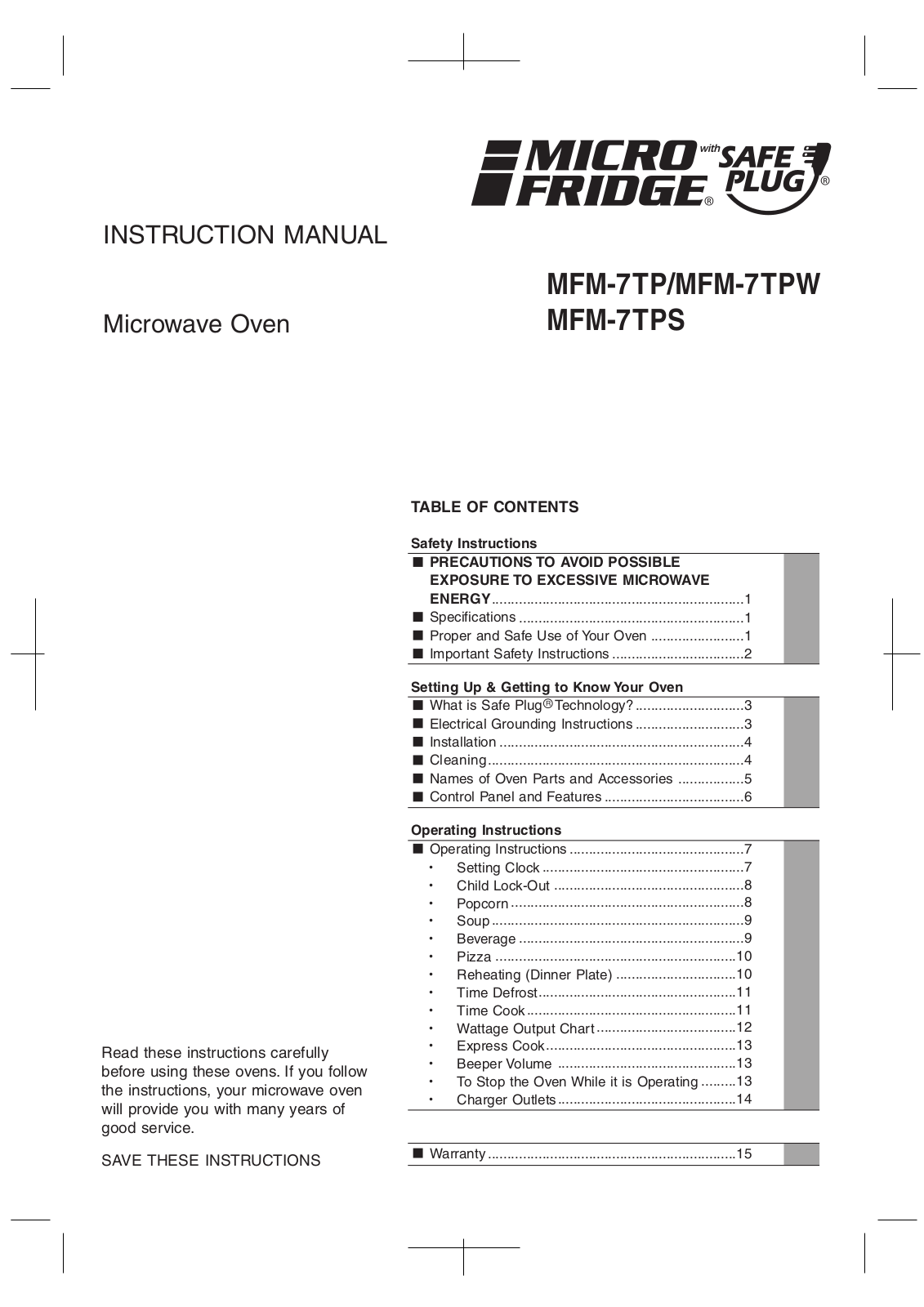 MicroFridge 48MF7TP User Manual - ManualMachine.com