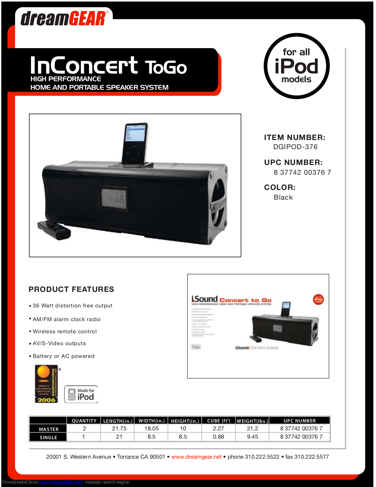 DreamGEAR INCONCERT TO GO Product Features Manual