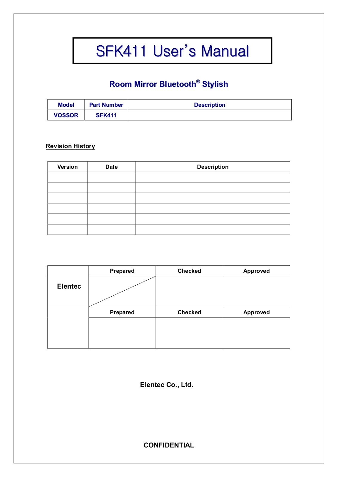 Elentec SFK411 Users Manual