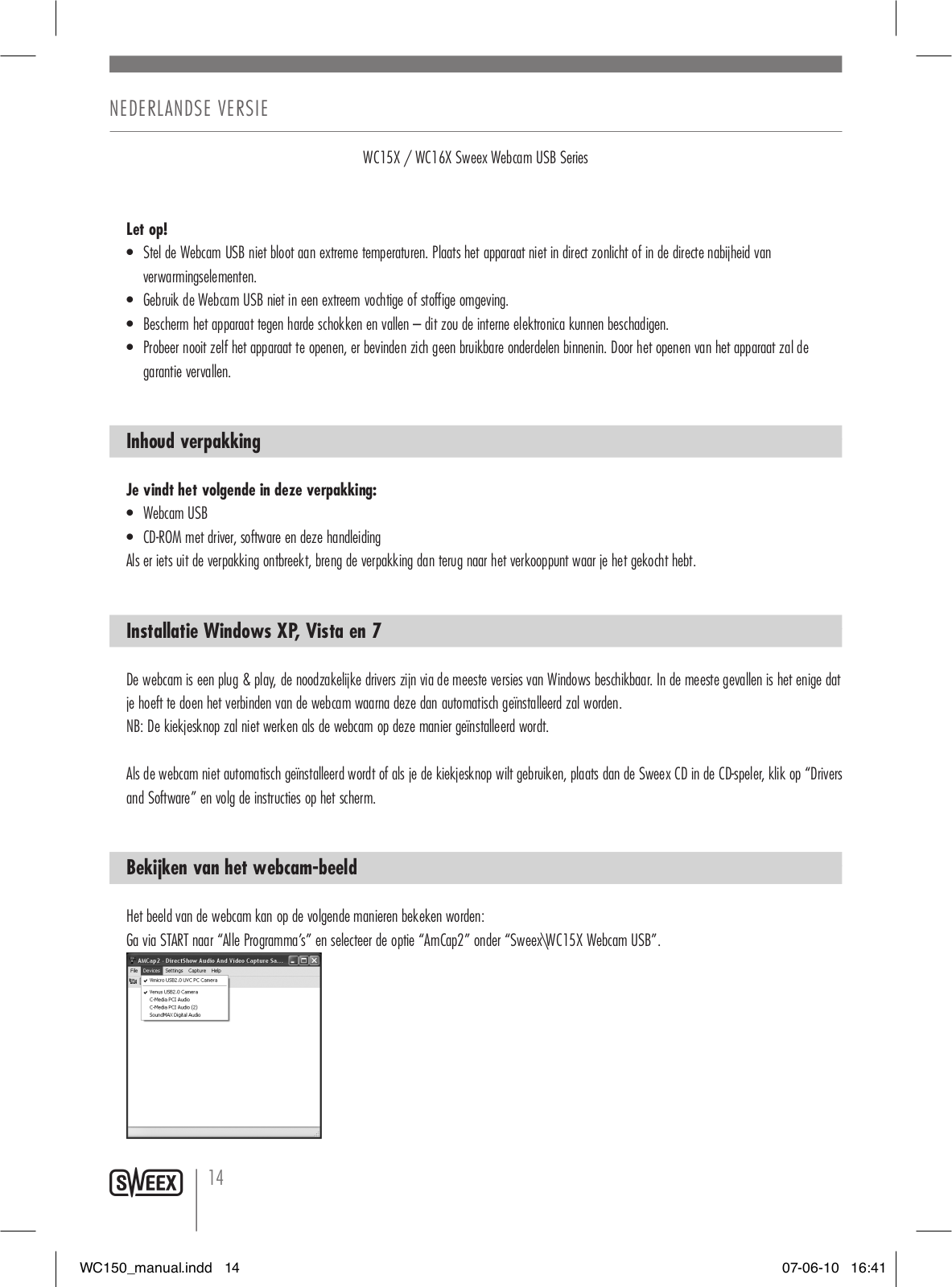 Sweex WC16X, WC15X User Manual