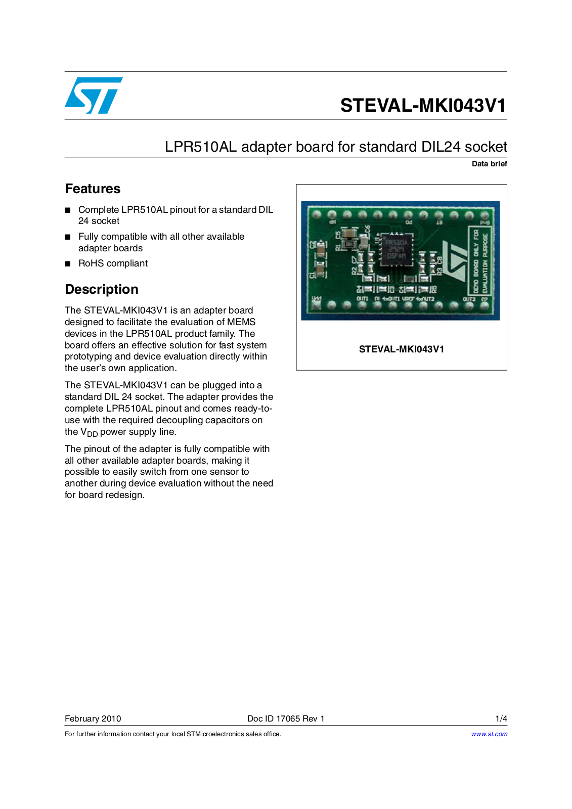 ST MKI043V1 User Manual