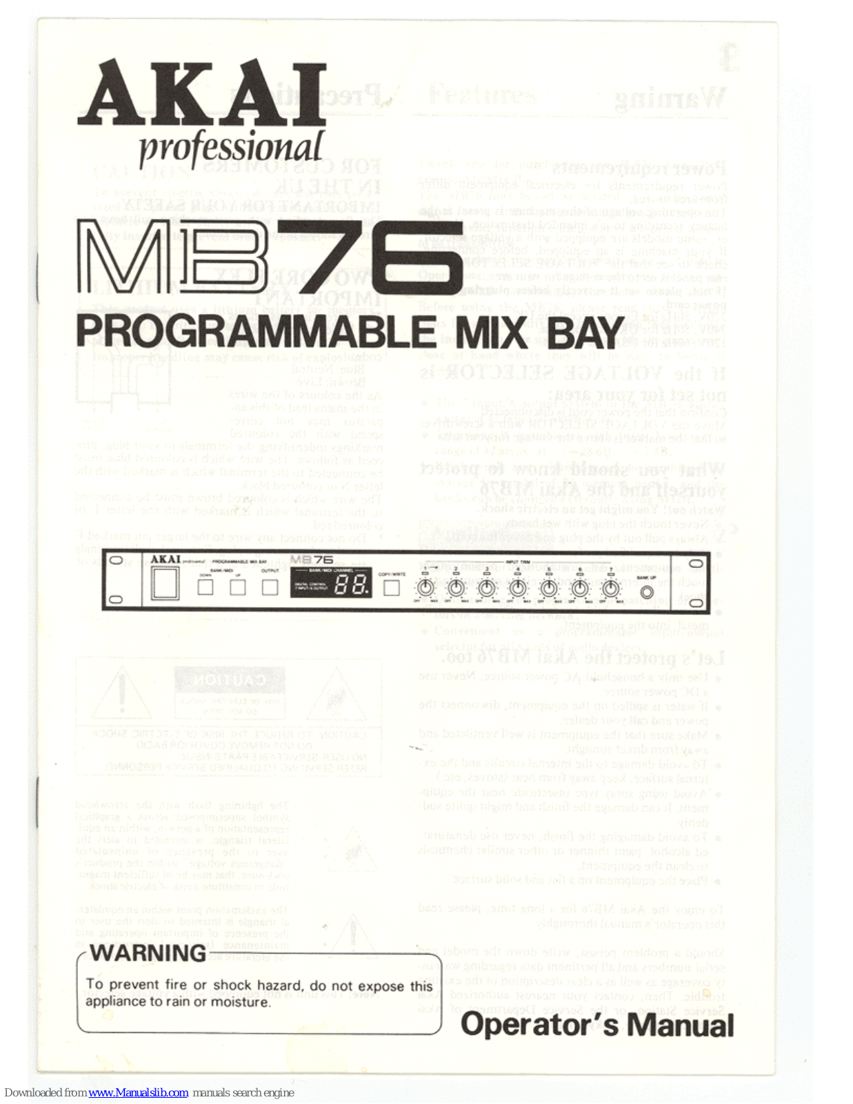 Akai MB76 Operator's Manual