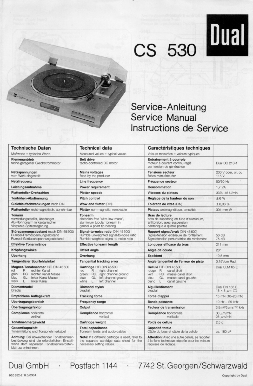 Dual CS-530 Service manual