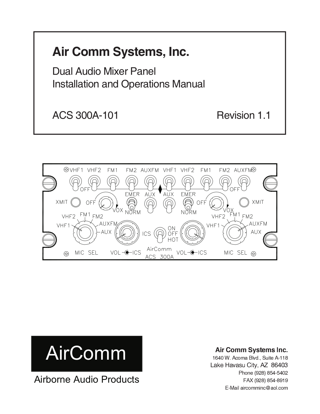 Air Comm Systems ACS 300A-101 Installation and Operations Manual