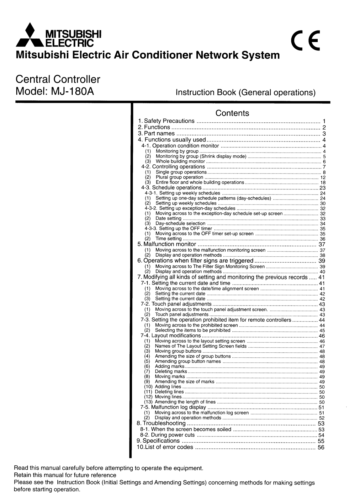 Mitsubishi MJ-180A User Manual