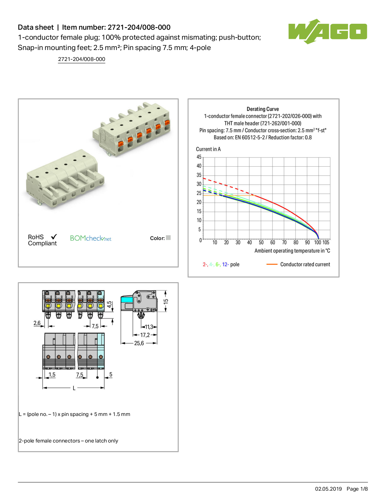 Wago 2721-204/008-000 Data Sheet