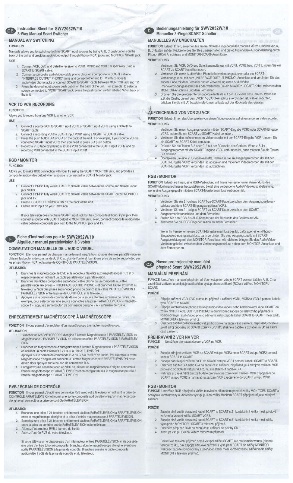 Philips SWV2052/10 Instructions manual