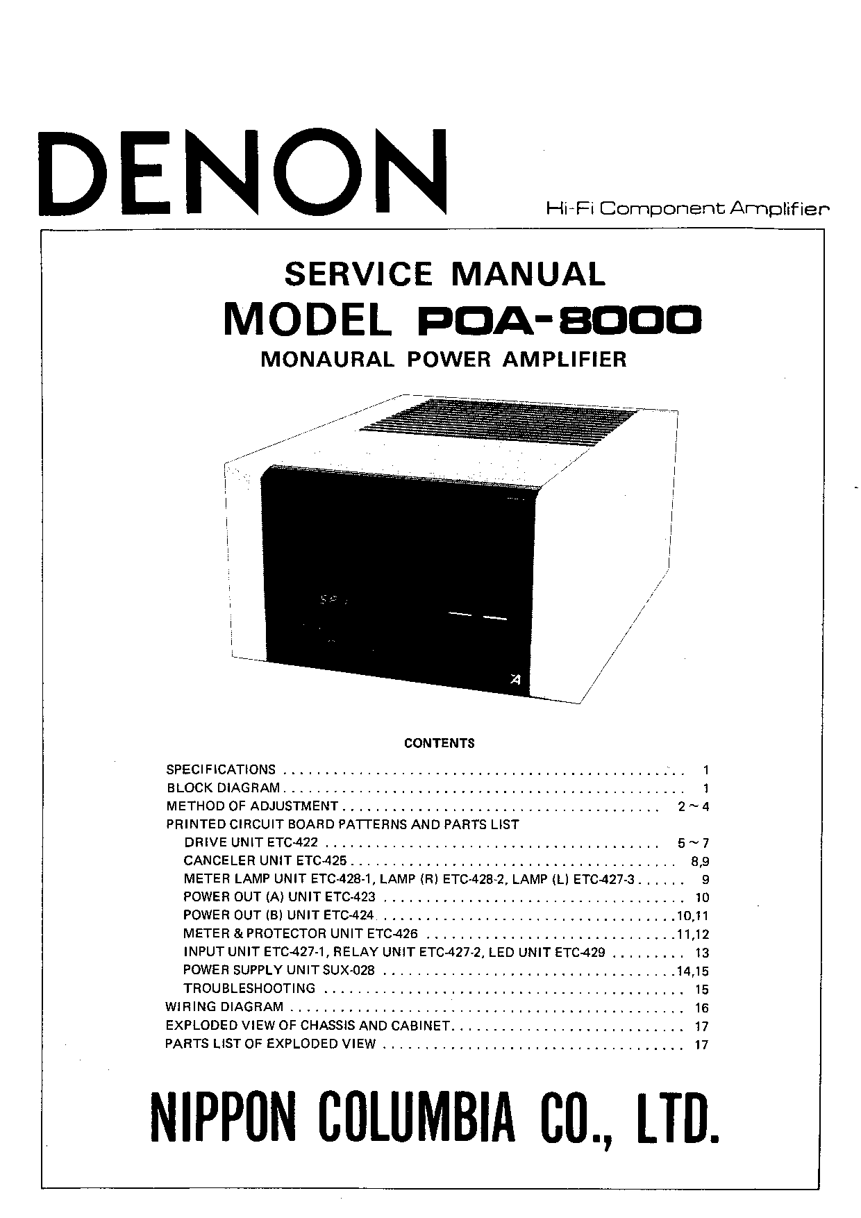 Denon POA-8000 Service Manual