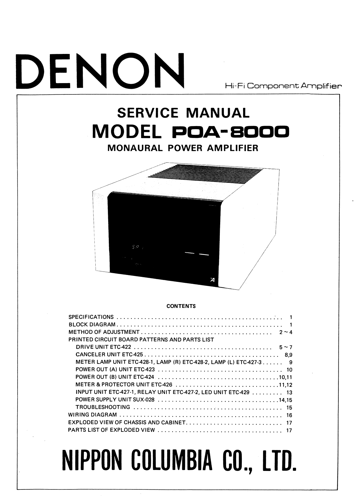 Denon POA-8000 Service Manual