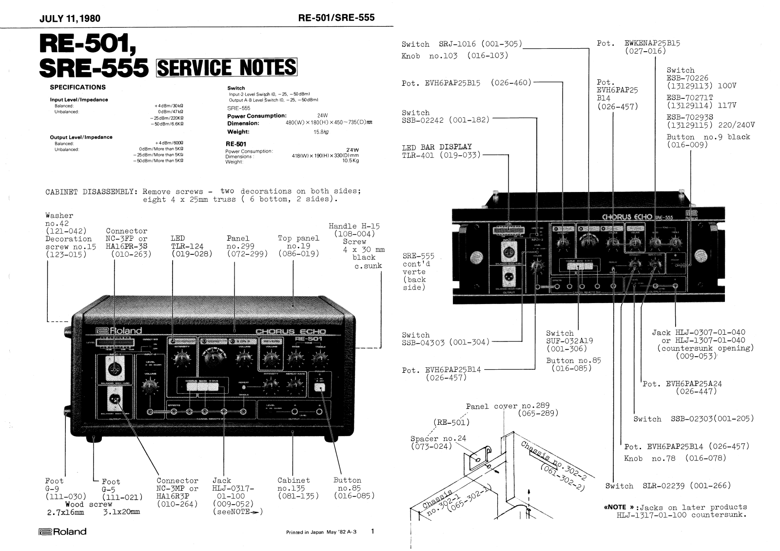 Roland RE-501 Service Notes