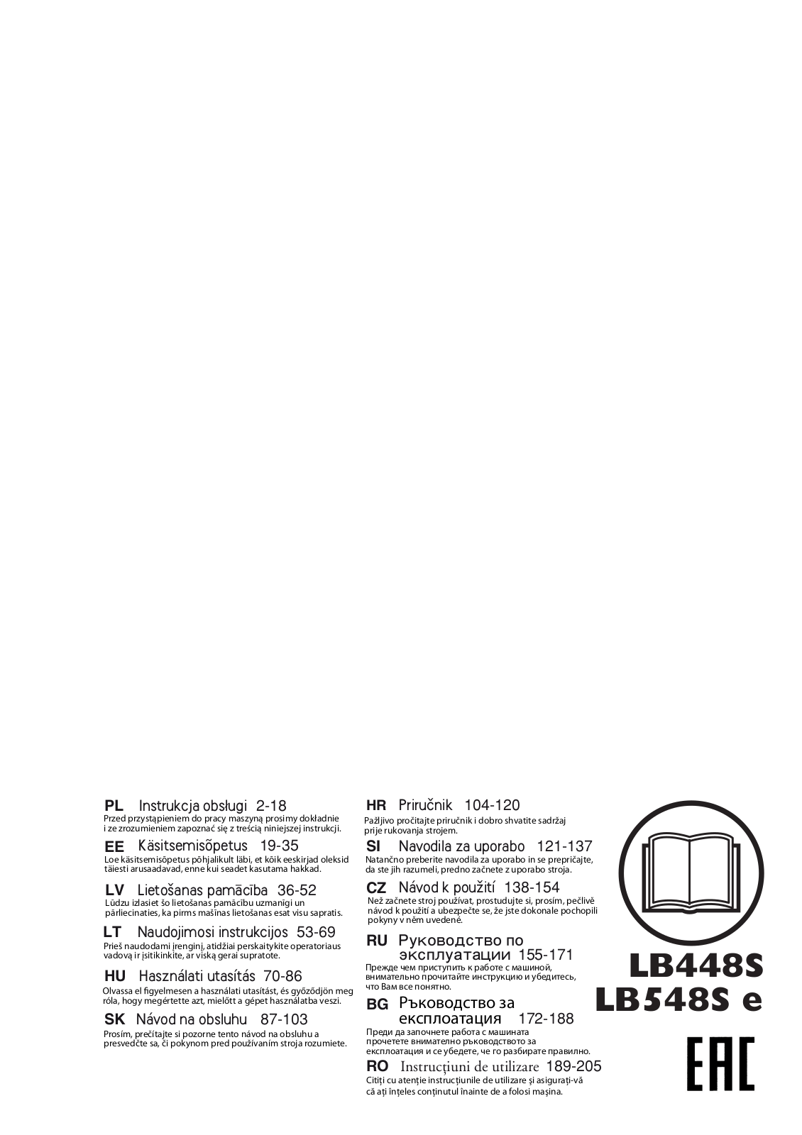 Husqvarna LB448S, LB548S e User guide