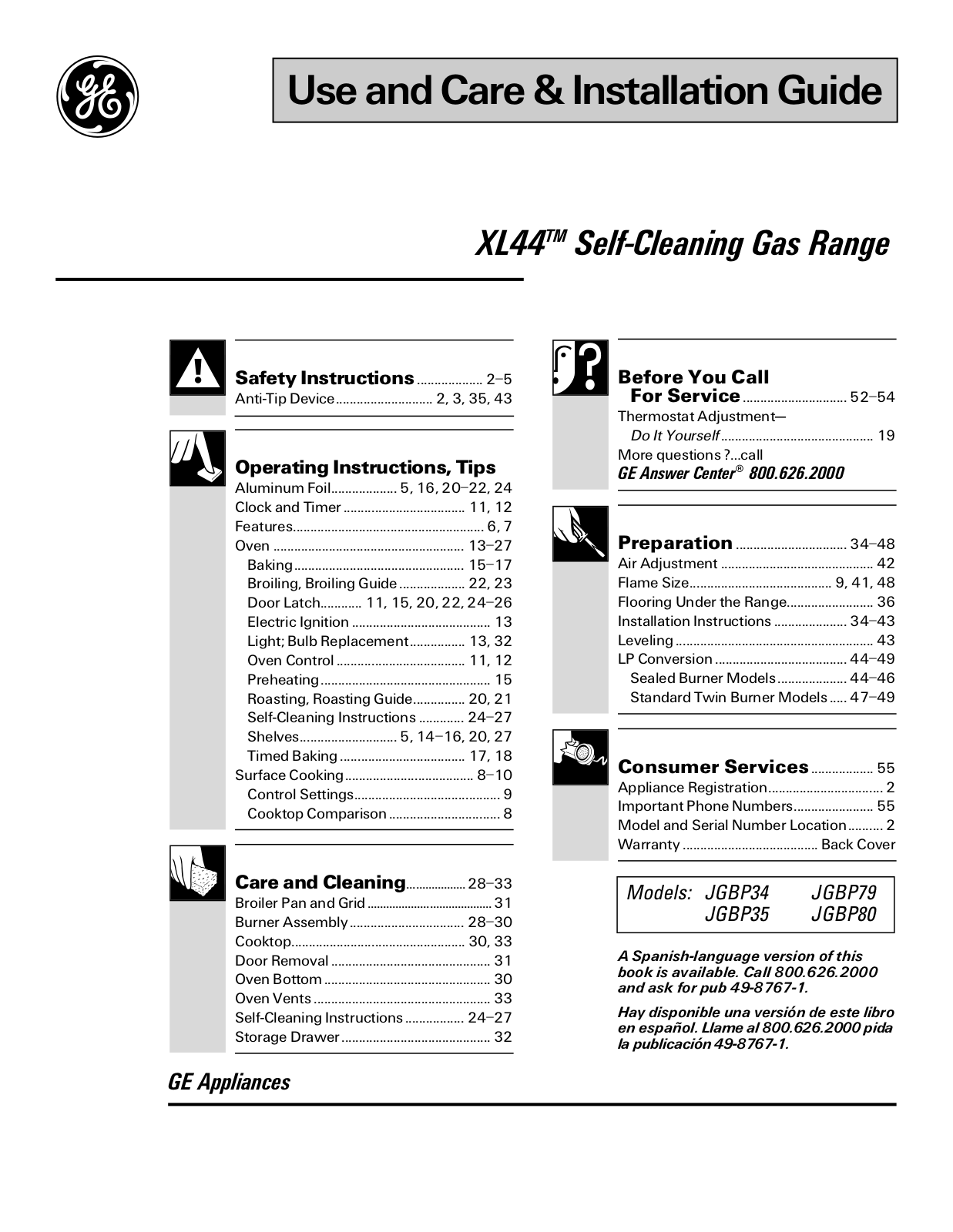 GE JGBP34 User Manual