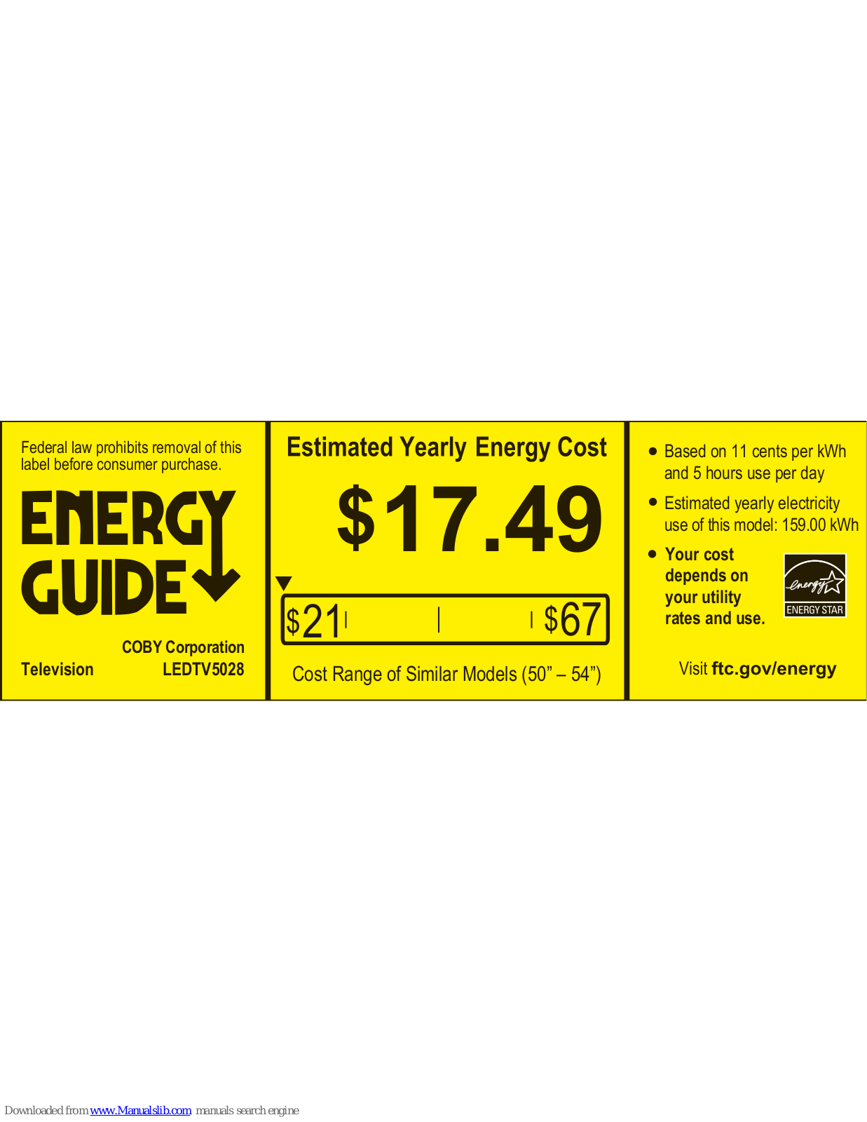 Coby LEDTV5028 Energy Manual