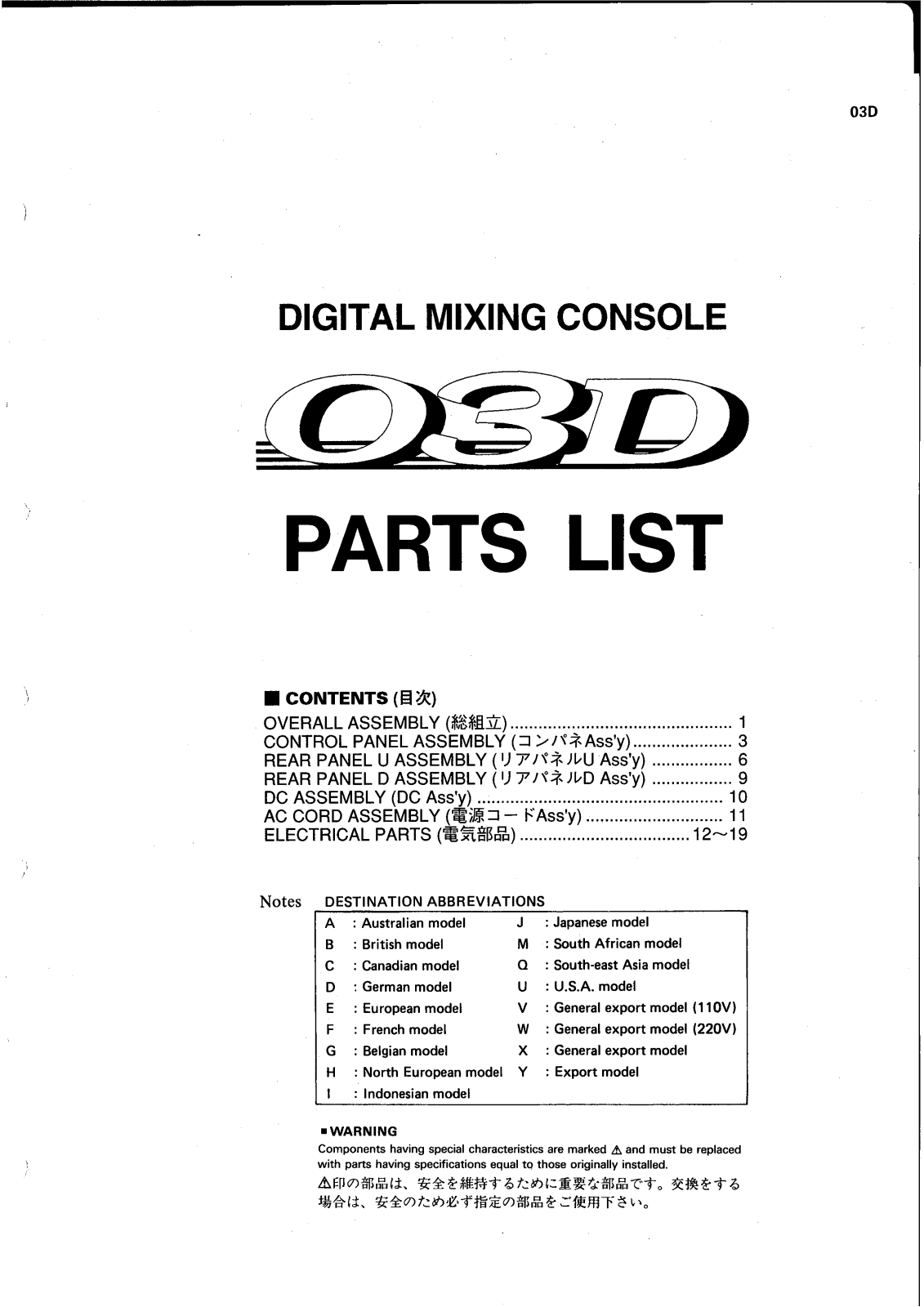 Yamaha 03D Parts