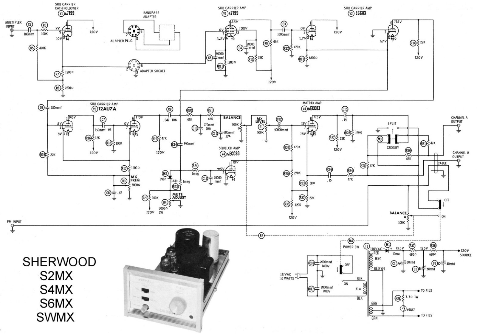 Sherwood S-2-MX, S-4-MX, S-6-MX, SWMX Schematic