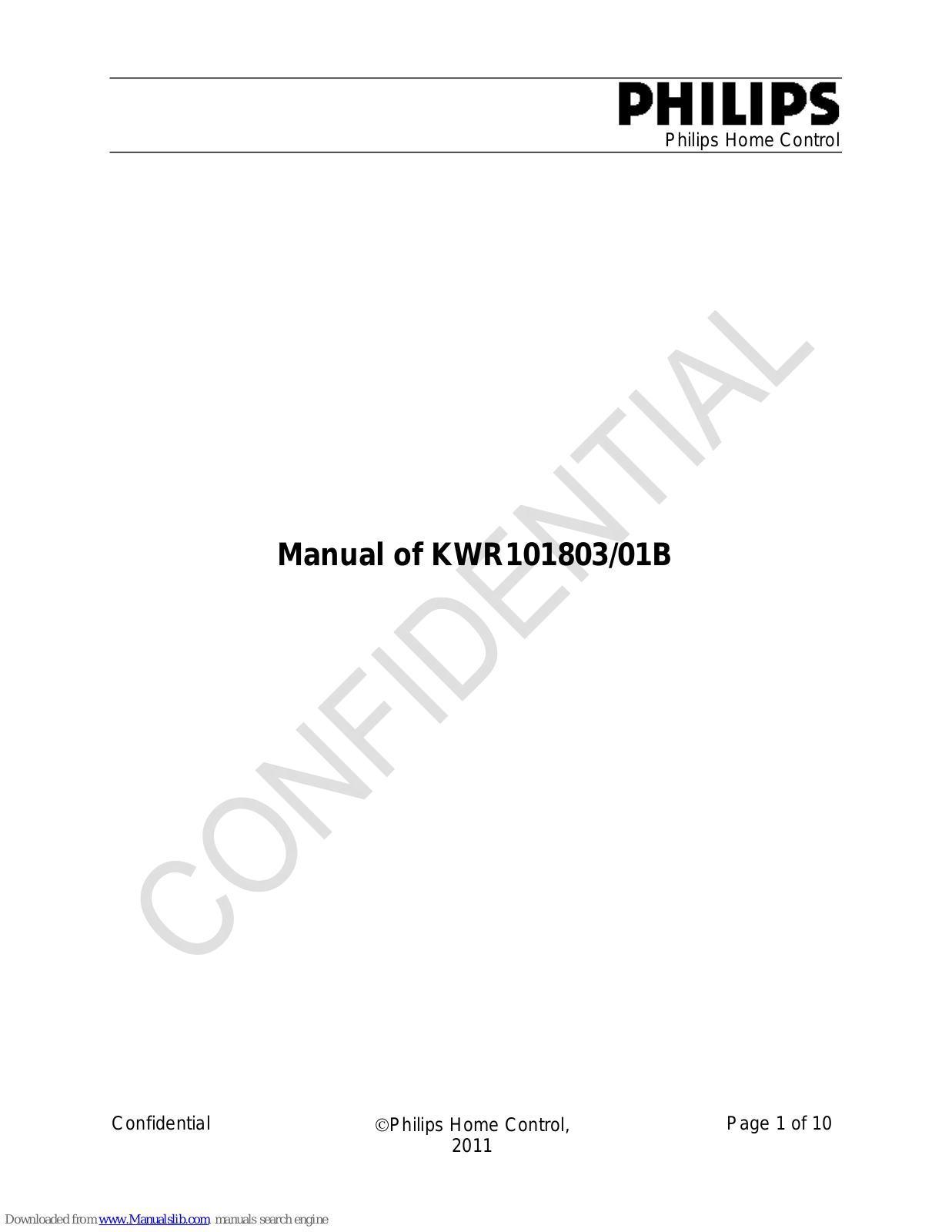 Philips KWR101803/01B User Manual