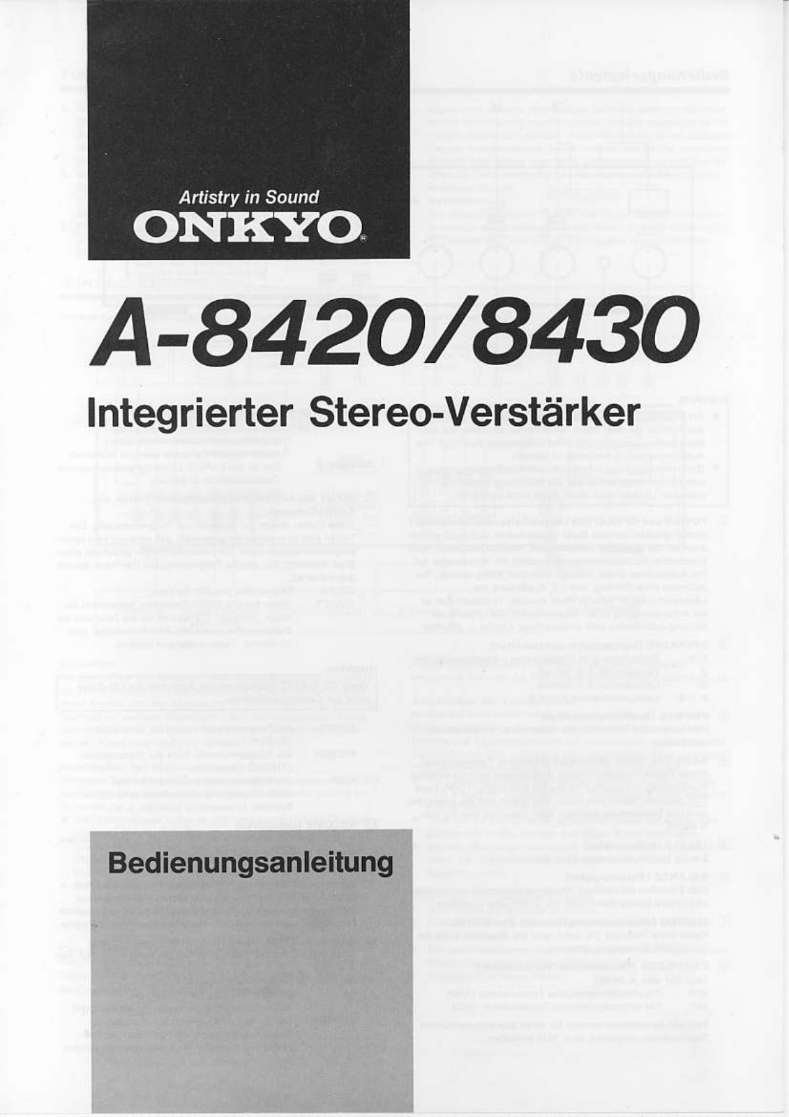 Onkyo A-8420, A-8430 Owners Manual