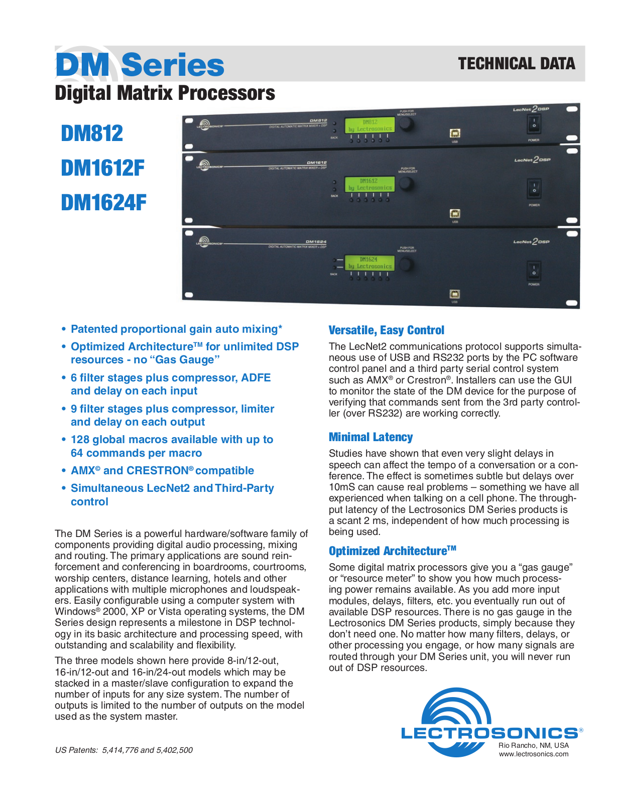 Lectrosonics DM1612F Data Sheet